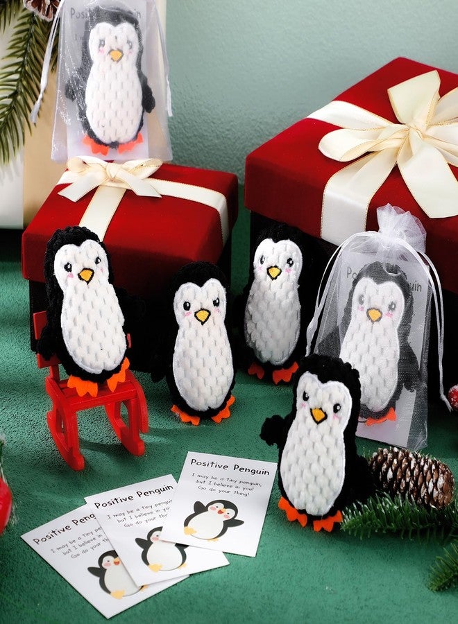 RoundFunny 6 Sets Mini Penguin Inspirational Gifts, Handmade Crochet Animals Employee Appreciation Gifts Cute Emotional Gift for Valentines Day Coworker Staff Office - Image 4
